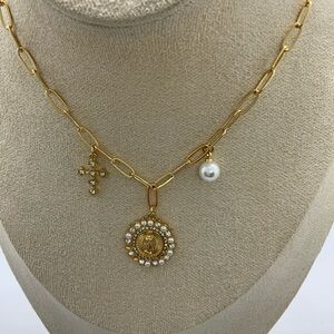 PANACEA Gold Necklace with Pearl Accent